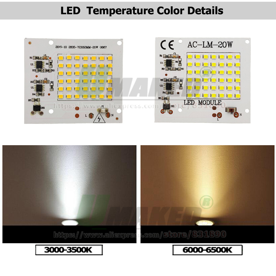 AC220V LED PCB 10W 20W 30W 50W - Flood Tray Table ulasan dan harga