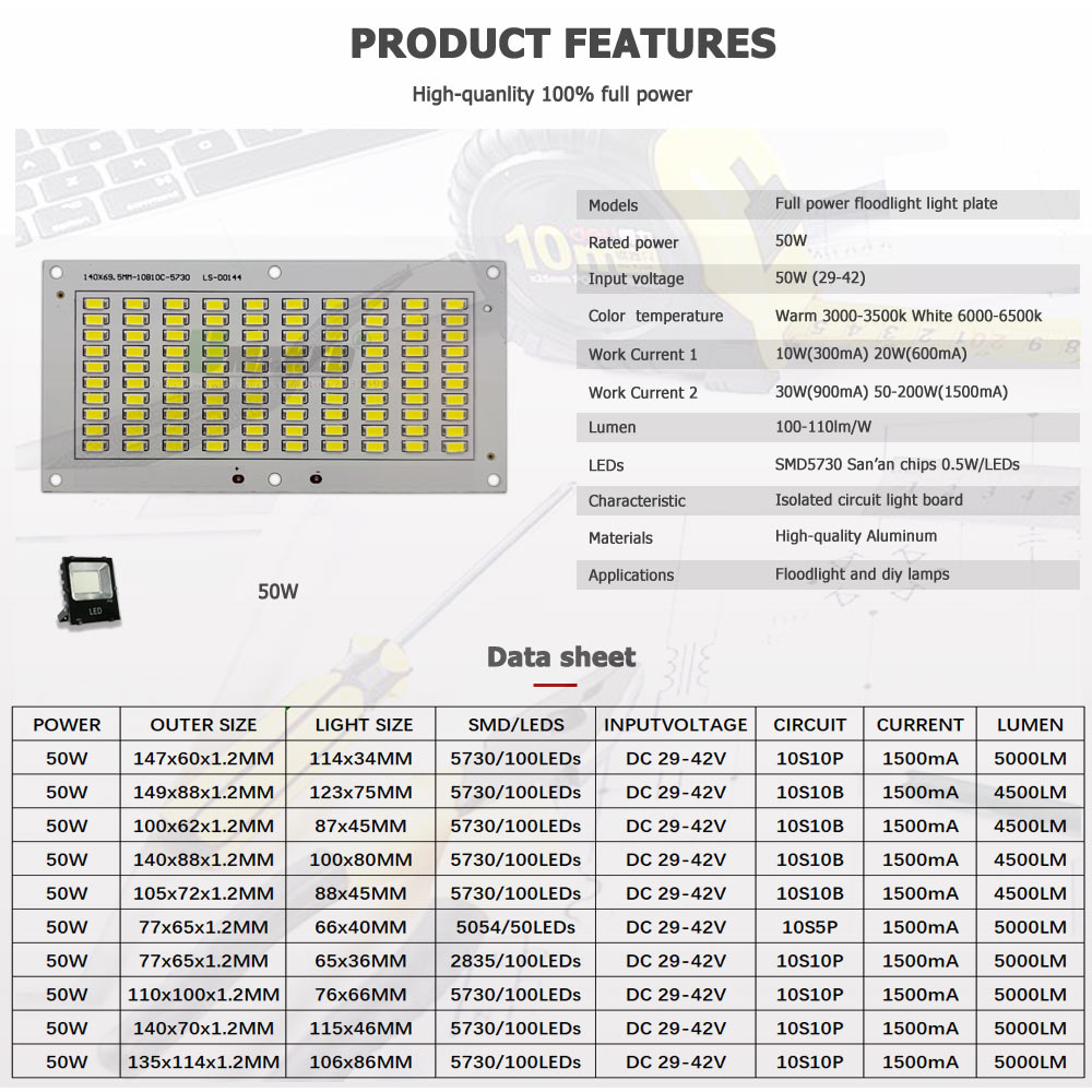 50W LED PCB+Driver Floodlight  - Flood Tray Table ulasan dan harga