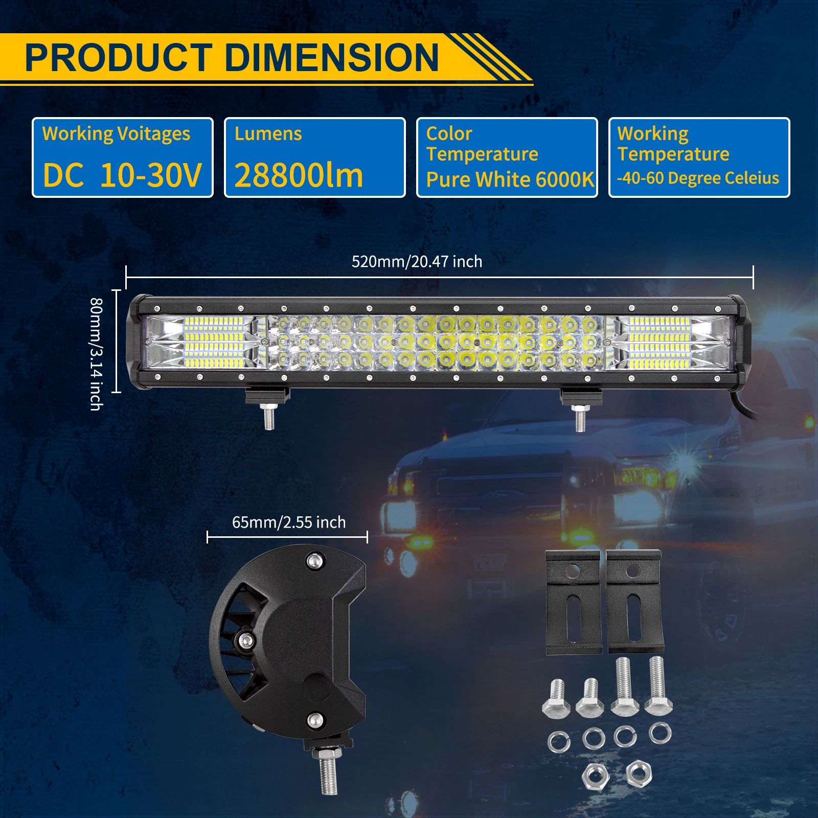 20inch 288W 7D Tri-row LED Lig - Flood Tray Table ulasan dan harga