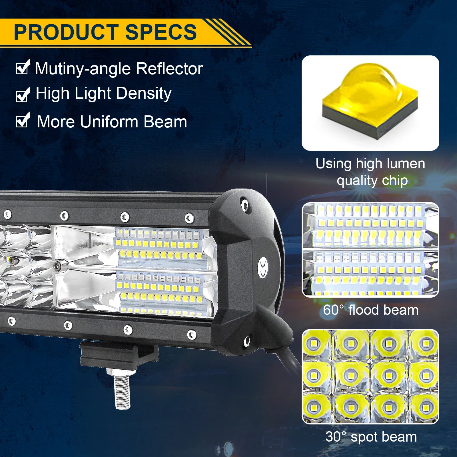 20inch 288W 7D Tri-row LED Lig - Flood Tray Table ulasan dan harga